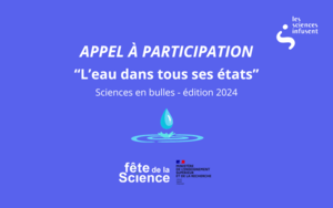 Bandeau de présentation de l'appel à participation "Sciences en bulles" 2024. 